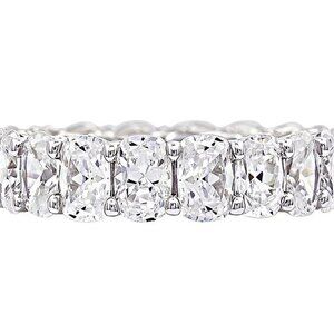 Diamonique 8.50 cttw Oval Eternity Band Ring, Platinum Clad Size 8